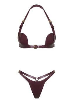 burgundy leather lingerie handmade genuine leather adjustable Europe