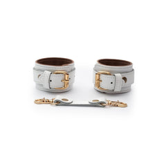 white leather bondage cuffs handmade genuine leather adjustable Europe