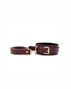 Burgundy Collar with Leash - idevildesires